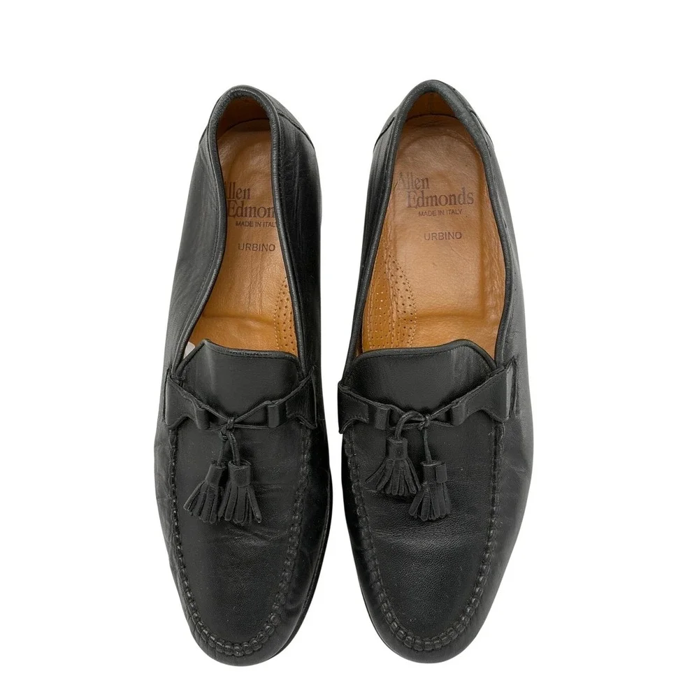 Allen Edmonds Urbino Men's Black Leather Tassel Loafers Shoes Size 11 B Italy